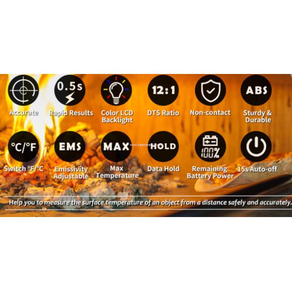 Kaemeasu 500ms Color Display Laser Heat Thermometer Gun For Cooking