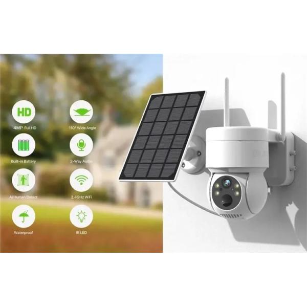 4MP WiFi PTZ Solar Security Camera 4G 3.7W Solar Panel Durable