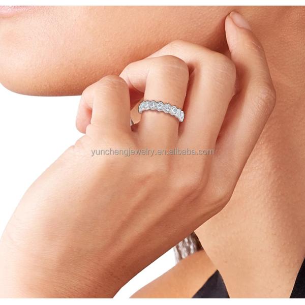 US5-US11 Honeycomb Wedding Band Gold Plated 925 Sterling Silver Ring