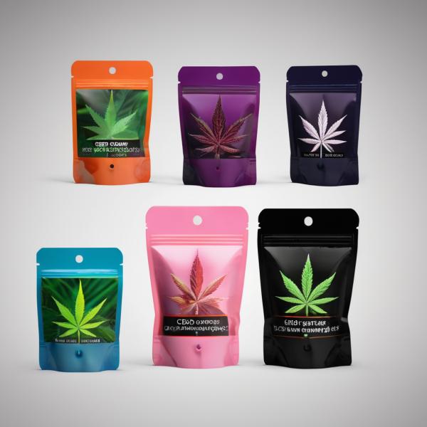 Custom Plastic Weed Bag Marijuanna Packaging Stand Up Pouch For CBD THC Food Gummy Candy