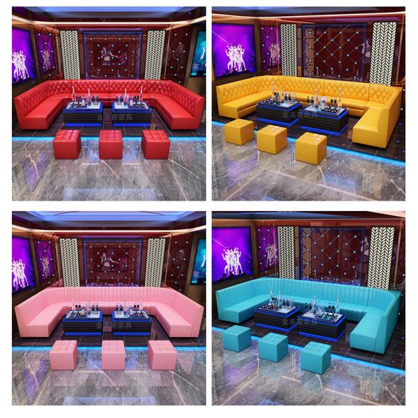 Customized bar Family Audio-visual Room Sofa Table Combination Against the Wall U-shaped L-shaped Luxury Club Sofa Set Furniture