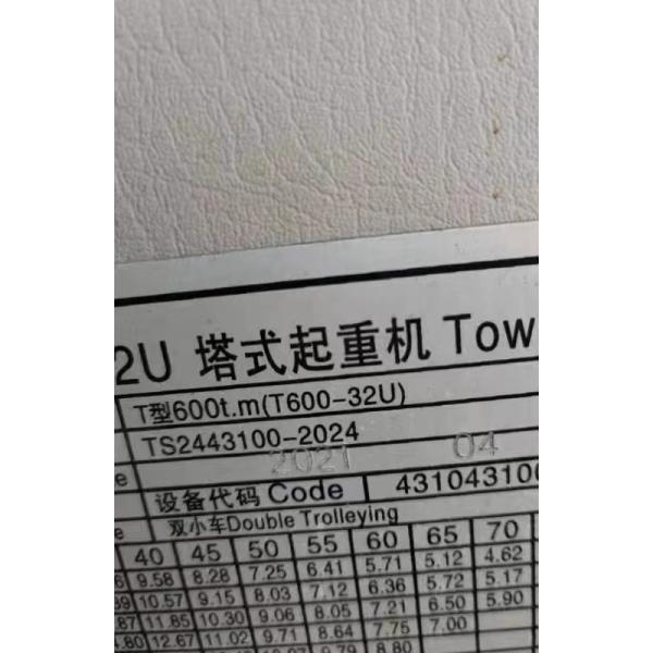 20 Years Zoomlion T600-32 Elevation for Heavy Lifting 8T Maximum Weight