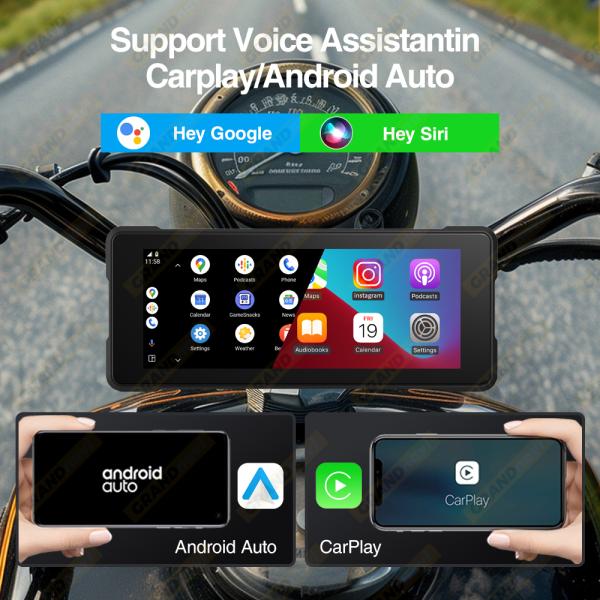 6.86inch Motorcycle Portable GPS Navigation Device Touch Screen Supports Radio Function Dashboard Wireless CARPLAY Android AUTO