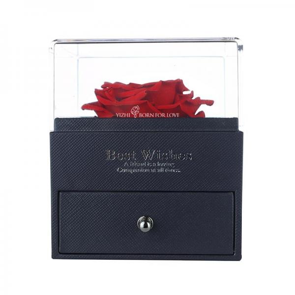 Quality Single Surprise Acrylic Forever Flower Box Preserved Rose Jewelry Gift Box for sale