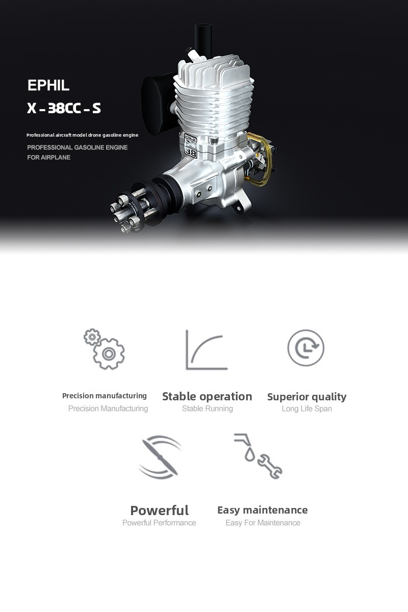 X-38Cc-S Model Aircraft Gasoline Engine Single-Cylinder Two-Stroke Side-Displacement Fixed-Wing Drone Accessories