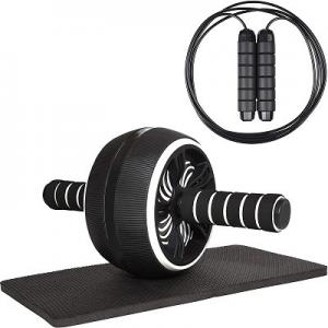 Buy cheap Custom High Quality Gym Workout Equipment Black TPR Material Ab Roller With Knee Mat And Jump Rope product