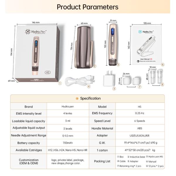 12 Needles Electric Microneedle Machine 50Hz-60Hz With 6 Gear Adjustable