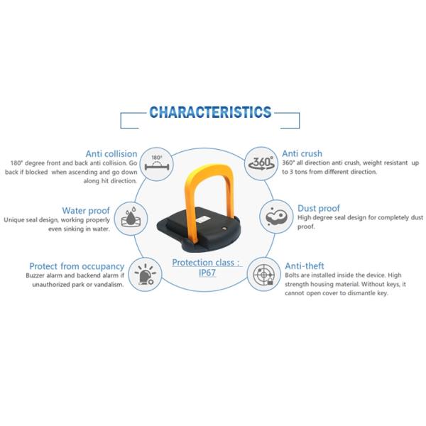 Vehicle Portable Parking Lot Barrier Lock 304 Steel APP Operated USB Bluetooth