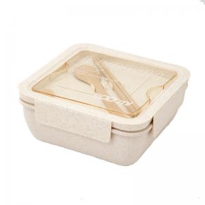 Buy cheap Rectangle Bento Box Lunch Container Plastic Wheat Straw With Cutlery product