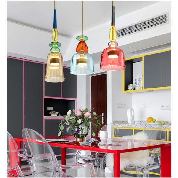 Nordic Colorful Pendant Lights Home Decorative Lighting Living Room Bedroom Indoor Glass Hanging Lamp(WH-GP-36)