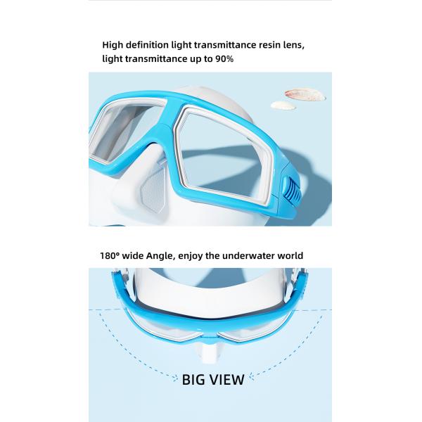 Resin Lens Silicone Scuba Diving Defogging Snorkel Mask Lightweight For Adults