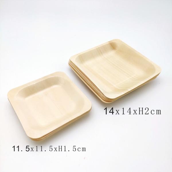 Square Eco Friendly Birch Disposable Wooden Tableware For Sushi Fish Ball Dim Sum