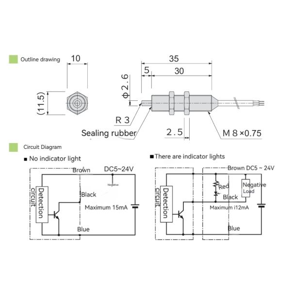 ZTSM8L High Precision Transducer Contact Sensor Contactless Sensor Limit Switch for CNC Machinery and Equipment