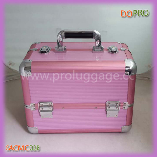 SACMC028 silver striped ABS leather cosmetic train case