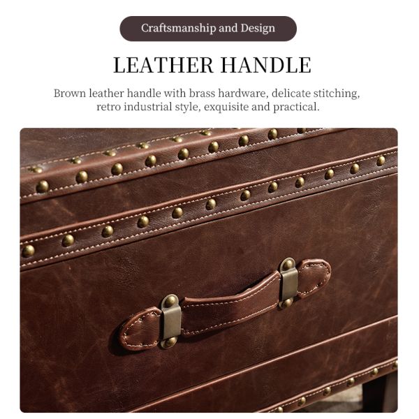 Nidea #8629 Higher Quality Vintage Retro Leather Trunk Cabinet Coffee Table Lounge Pub Club Studio Furniture Multifunction