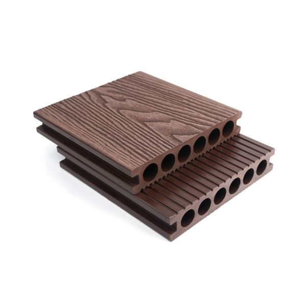 First Generation Round Hole Wood Grain Outdoor WPC Flooring