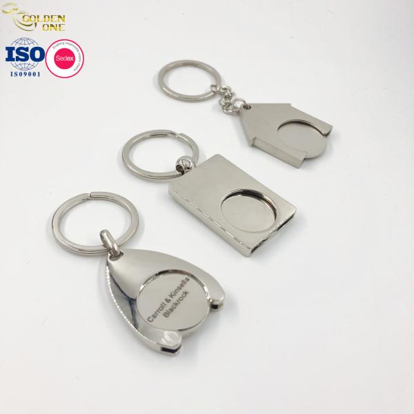 Customized Trolley Coin Keychain Holder Personalized Printing Round Domed Sticker