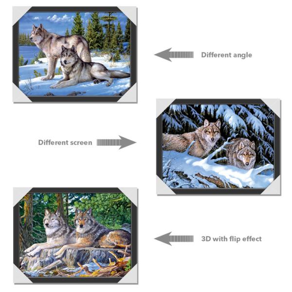 Dolphins Theme 3D Deep And Flip Effect Lenticular Material Picture With Frame Or Frameless
