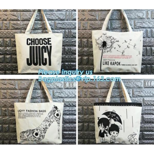 Fashion zipper shoulder bag heavy duty canvas tote bag shopping canvas bag with PP webbing strap bagease bagplastics pac