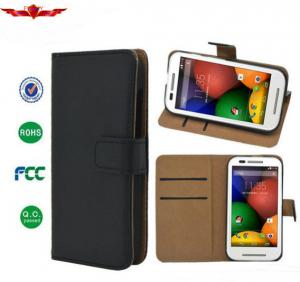 Buy cheap Wholesale Anti-Shock Genuine Leather Wallet Case for Motorola E Multi Colors product