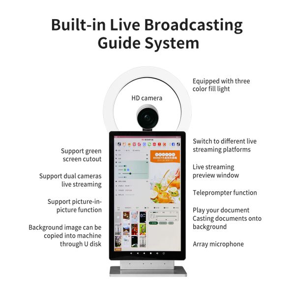 MJK Professional Android OS Live Streaming Equipment 10 Point Capacitive Touch Screen Metal Smart All One Machine for TikTok