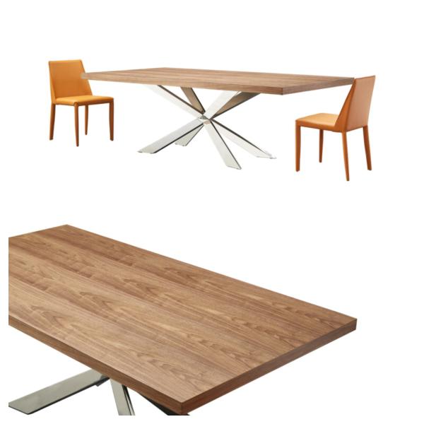 ContempoCross Wood Table With Stainless Steel Legs Functional Elegant