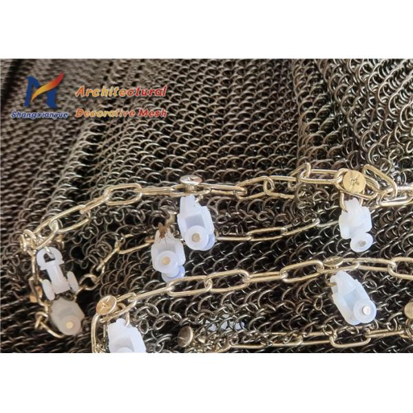 Golden Metal Mesh Ceiling Panels Mild Steel Wire Coil Curtains