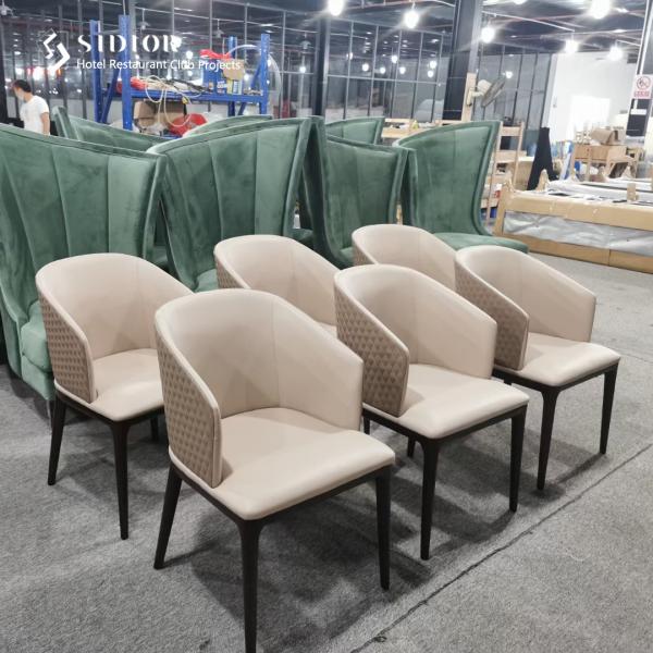 Restaurant Dinning Chair, Hotel Dinning Chair, Lobby Chair, PU Leather Upholstery, Solid Wood Legs