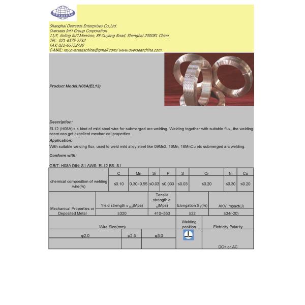 Submerged Arc Welding Wire H08A EL12/R45 2.5mm high quality guarantee