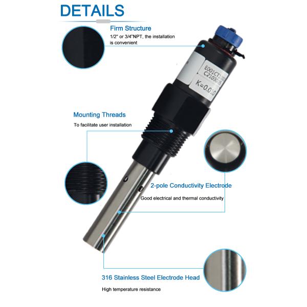 0.01~20μS/Cm K=0.01 Conductivity Electrode For Pure Water Ultra Pure Water