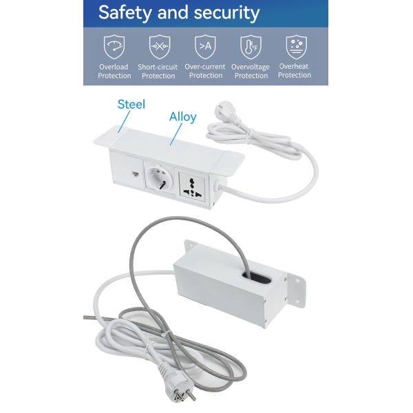 UKCA Certificated Under Desk Power Strip with Alloy Housing and RJ45 Network Port