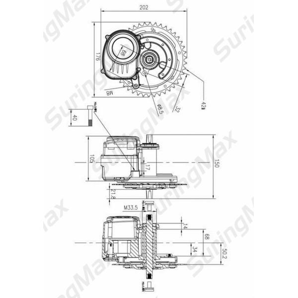 Torque Sensor Ebike Mid Motor Kit With High Torque Rohs Certificate