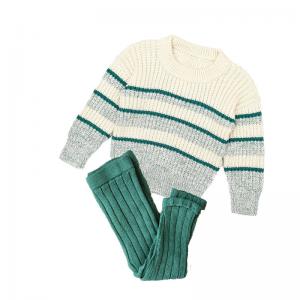 Buy cheap Winter Kids Cotton Hand Knitted Lounge Chunky Striped Sweaters Tight Leggings 2PCS product