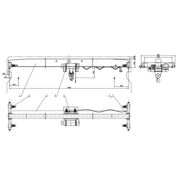 Automatic Single Girder Overhead Crane 5 Ton With Electric Hoist