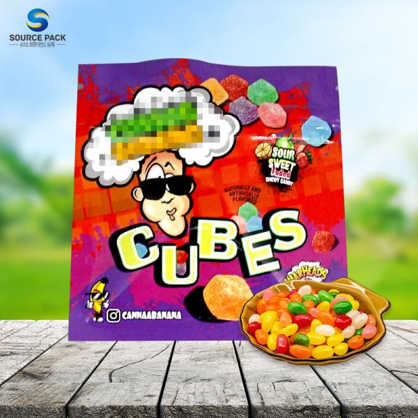 THC Mylar Weed Packaging Gummy Candy Packaging With Zipper Glossy Finish