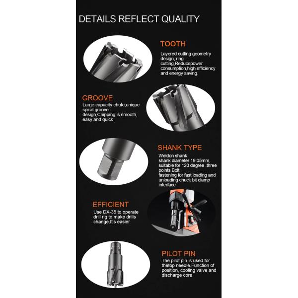 BMR TOOLS High performance 50mm cutting depth universal shank TCT Hollow Core Cutter for Metal Drilling