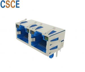 China PBT RJ45 Modular Jack 8 Pin 8 Contact 1*2 Ports Shell Material Brass With EMI on sale