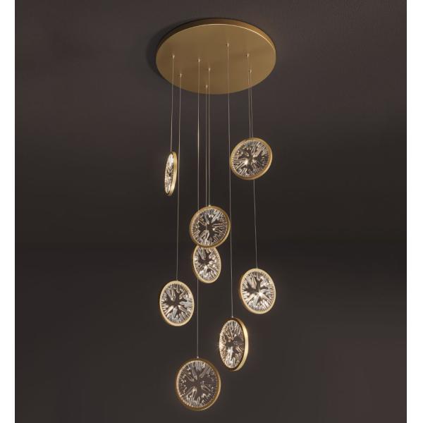 Luxury Crystal Chandelier For Staircase Gold Black Home drop light circle led light lamp(WH-NC-66)