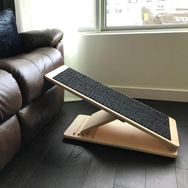 Collapsible Height Adjustable Dog Ramp Hold 100Lbs With 3 Layer Carpet Bed Ramp For Dogs