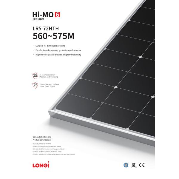 LONGi Solar Panel Module 560w 565w Mono