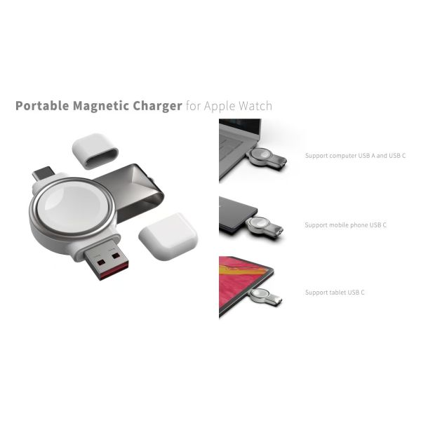 Magnetic PD Fast Charging USB Dual Interface Type C Wireless Charger For Smart Watch Mobile Phone