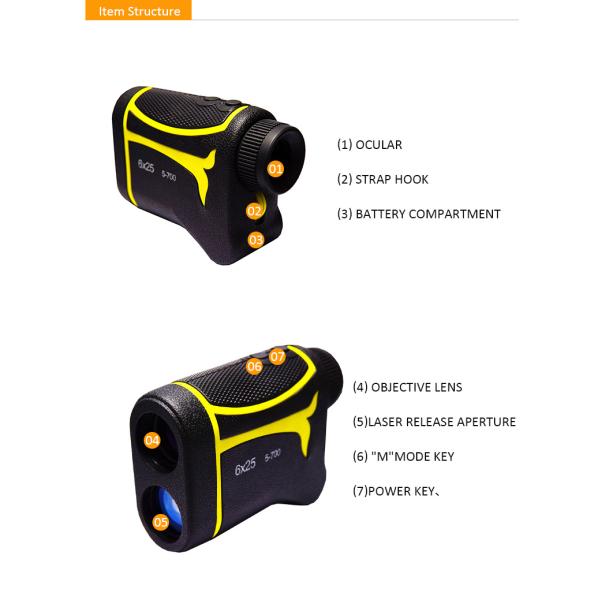 Measurement Distance 6X Golf Laser Rangefinder With Slope 905nm Laser diode