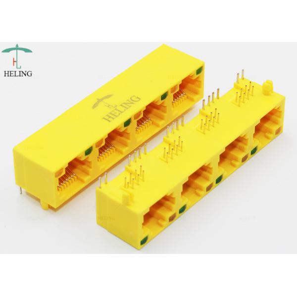 R/A 1x4 Ports Right Angle RJ45 Connector MJ5688L-Y014-BRNL2 125VAC