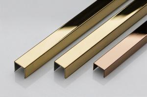 China Decorative Brushed Stainless Steel Tile Trim U Shape Square Wall Panel Gold Metal Tube Edge Profiles on sale