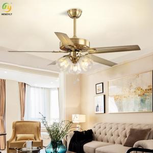 China 3/4/5 heads American Indoor Ceiling Fan fancy Gold Color LED Ceiling Fan on sale