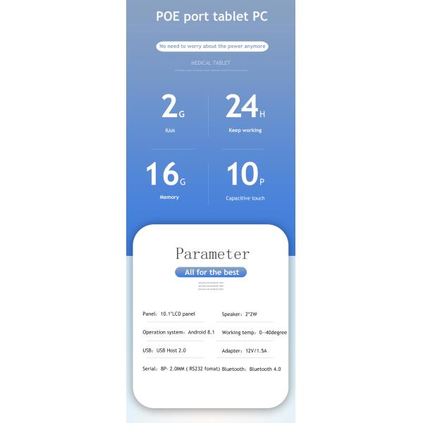 10.1-inch Android 8.1 Medical Tablet PC with IPS Screen and Handling Call for Hospital Use