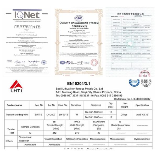 AWS a5.16/AMSE SFA 5.16 ErTi-2 ErTi-5 ErTi-7 tig titanium welding wire rod