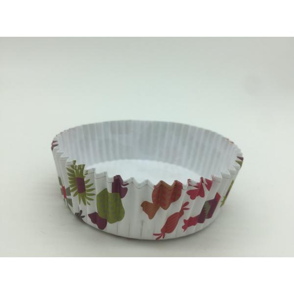 Round Shape Paper Baking Cups PET Coated Film Candy / Flower Pattern Cupcake Liners