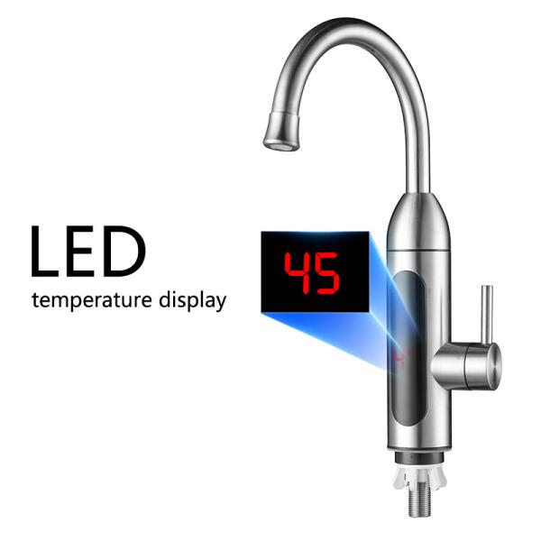 304 Stainless Steel LED Temperature Display Electric Instant Water Heating Tap For Kitchen