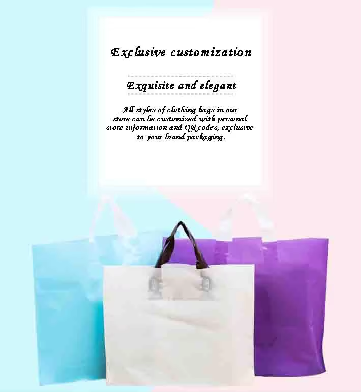 Custom Printed Logo Recyclable Retail Reusable Black Plastic Poly Tote Carrier Shopping Bags